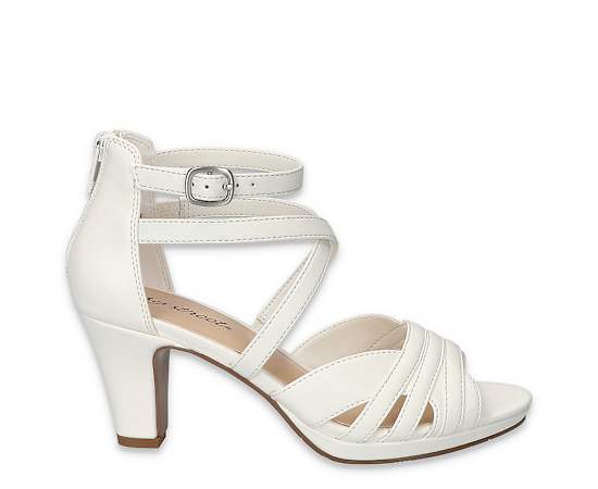 Easy Street Crissa Womens Round Open Toe Stiletto Heel Pumps, 10 Medium, White
