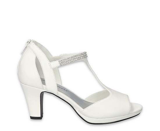 Easy Street Womens Flash Heeled Sandals, 10 Medium, White