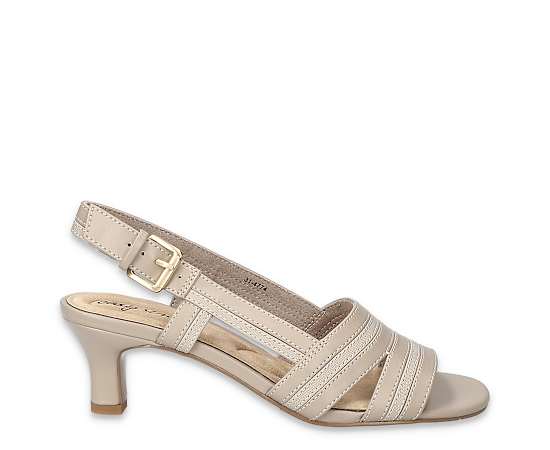 Easy Street Women's Meghan Slingback Heeled Sandals - Mushroom Oatmeal Linen