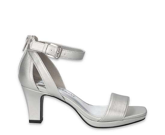 Easy Street Womens Ro Heeled Sandals, 8 1/2 Medium, Silver