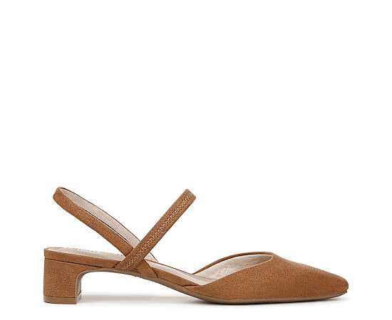 LifeStride Women's Lainey Pointed Toe Block Heel Pumps - Whiskey Tan Fabric