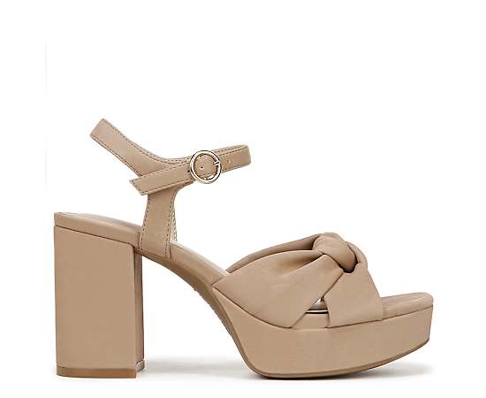 LifeStride Women's August Square Open Toe Platform Sandals - Tan Faux Leather