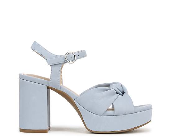LifeStride Women's August Square Open Toe Platform Sandals - Blue Faux Leather