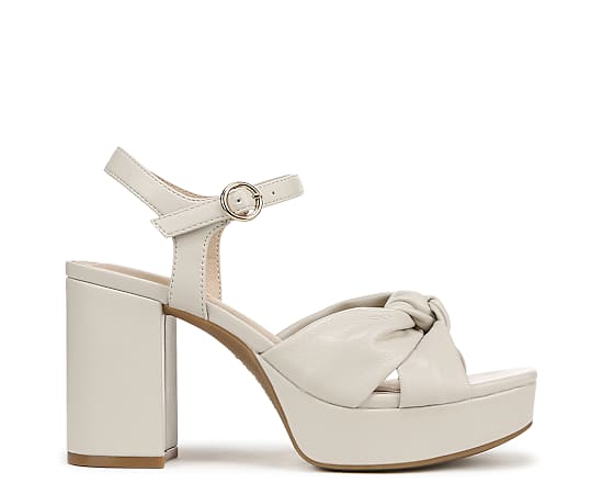 LifeStride Women's August Square Open Toe Platform Sandals - Bone Faux Leather
