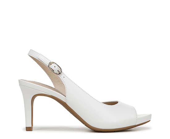 LifeStride Teller 2 Slingback Pump Shoes (Bright White Faux Leather) Suede 11.0 W