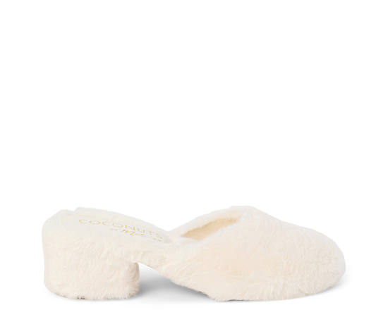 WOMENS TEDDY FAUX FUR MULE PUMP