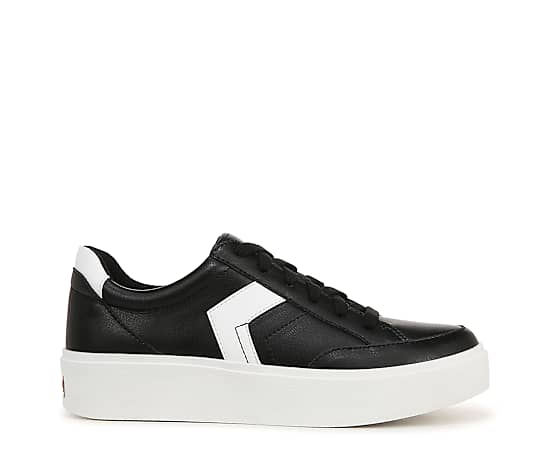 Dr. Scholl's Women's Madison Lace-Up Sneakers - Black/White Faux Leather
