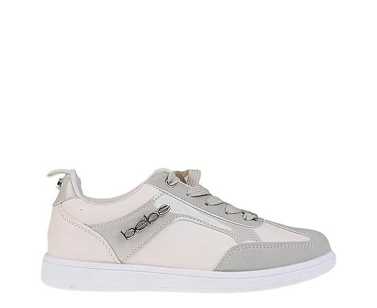 bebe Women's Fashionable and Sparkly Sneaker with Glitter - Beige/khaki