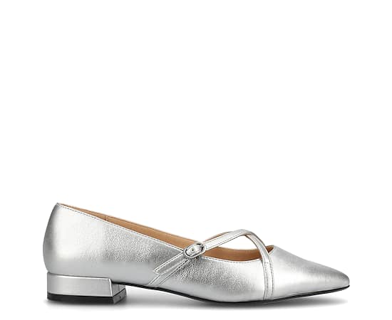 Journee Collection Camby Womens Pointed Closed Toe Ballet Flats, 8 1/2 Medium, Silver