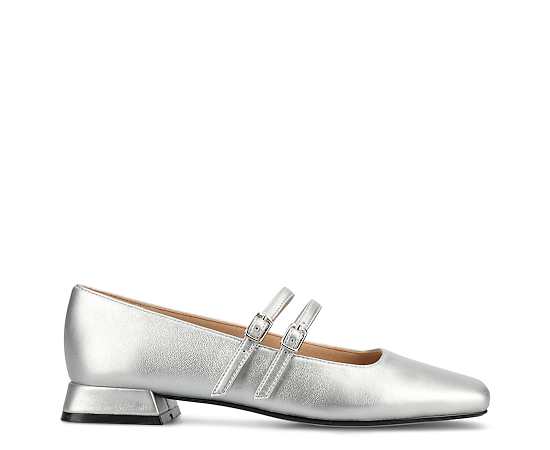 Journee Collection Gredah Womens Square Closed Toe Mary Jane Shoes, 10 Medium, Silver