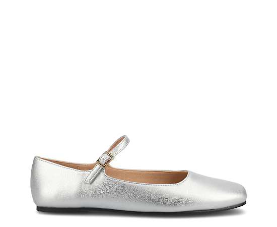 Journee Collection Carrie-Wd Womens Square Closed Toe Mary Jane Shoes Wide Width, 10 Wide, Silver