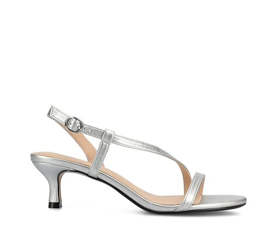 Journee Collection Womens Jemry Heeled Sandals, 7 1/2 Medium, Silver