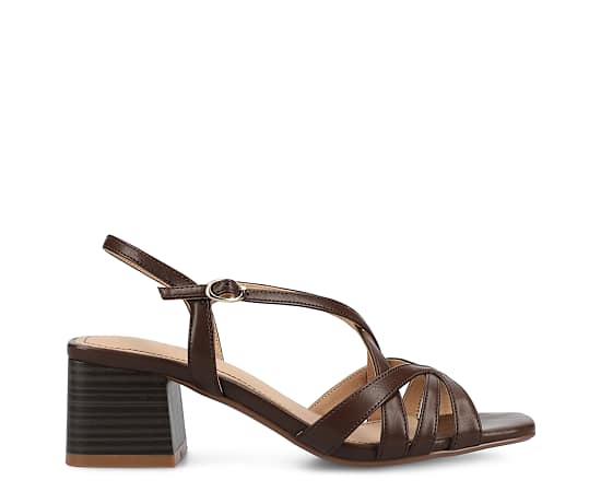 Journee Collection Womens Shyla Heeled Sandals, 8 1/2 Medium, Brown