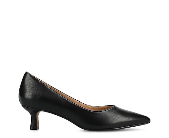 Journee Collection Pammie Womens Pointed Closed Toe Kitten Heel Pumps, 8 1/2 Wide, Black