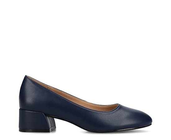 Journee Collection Saarii Womens Round Closed Toe Block Heel Pumps, 6 Wide, Blue