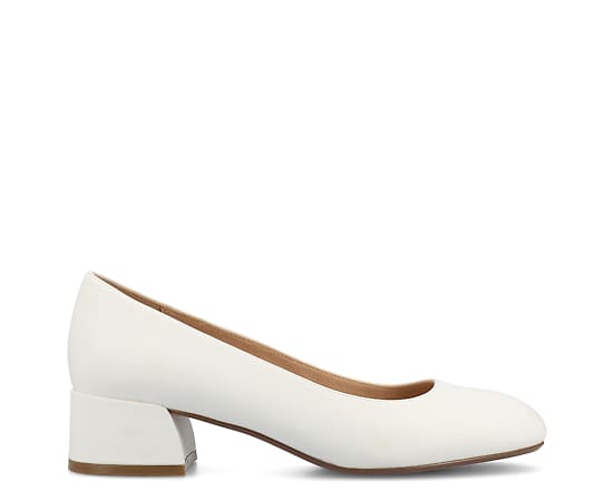 Journee Collection Saarii Womens Round Closed Toe Block Heel Pumps, 8 Wide, White