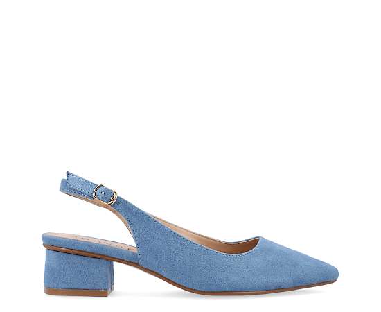 Journee Collection Sylvia Womens Pointed Closed Toe Block Heel Pumps, 6 Medium, Blue