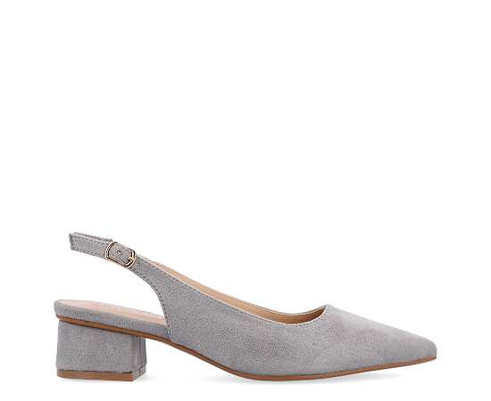 Journee Collection Sylvia Womens Pointed Closed Toe Block Heel Pumps, 9 1/2 Medium, Gray