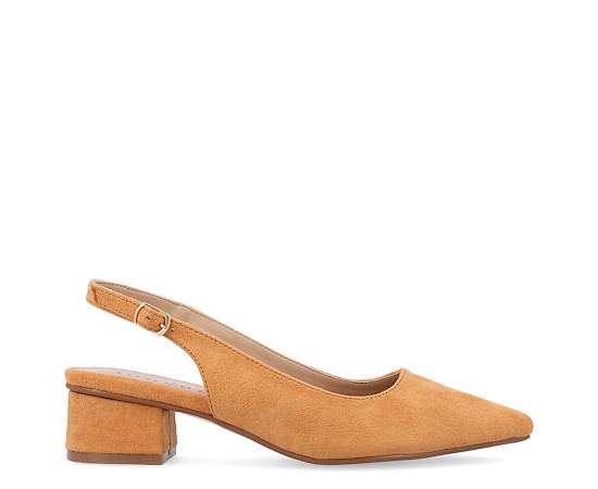 Journee Collection Sylvia Womens Pointed Closed Toe Block Heel Pumps, 7 1/2 Wide, Brown