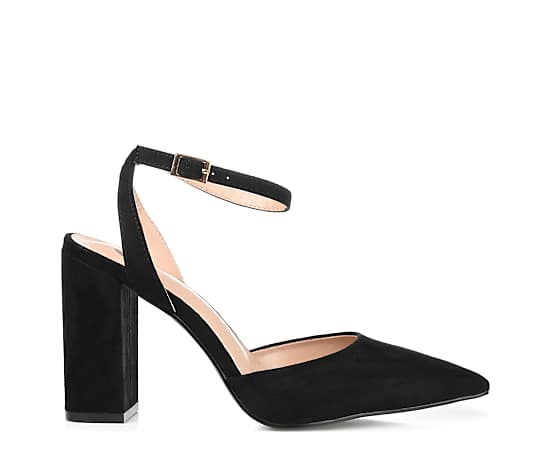 Journee Collection Tyyra Womens Pointed Closed Toe Block Heel Pumps, 7 Medium, Black