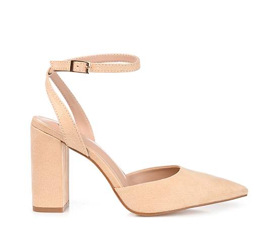 Journee Collection Tyyra Womens Pointed Closed Toe Block Heel Pumps, 8 Medium, Beige