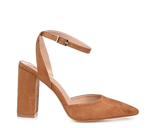 Journee Collection Tyyra Womens Pointed Closed Toe Block Heel Pumps, 7 1/2 Medium, Brown