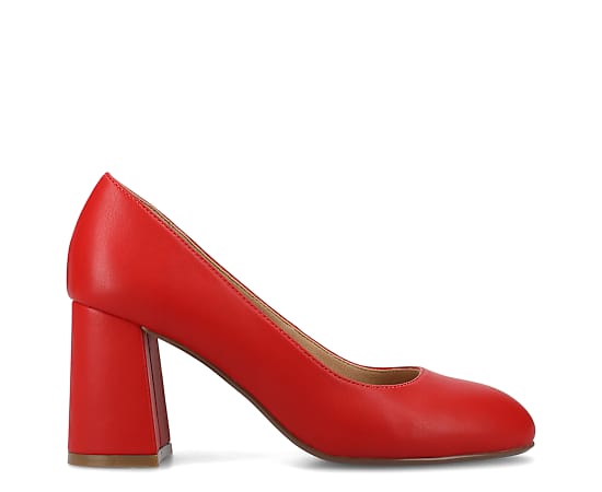 Journee Collection Seraphina Womens Round Closed Toe Block Heel Pumps, 8 Medium, Red