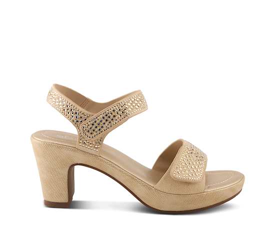 Patrizia Women's Shine Crystal Strap Platform Heeled Sandals - Gold