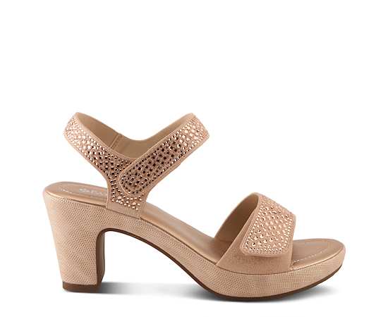 Patrizia Women's Shine Crystal Strap Platform Heeled Sandals - Rose gold