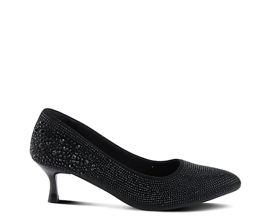 Patrizia Women's Tyanna Jeweled Kitten Heel Pump with Crystals - Black