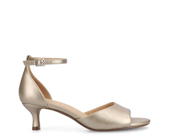 Journee Collection Women's Jezzie Peep Toe Kitten Heel Dress Sandals - Champagne