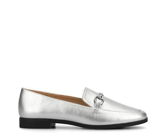 Journee Collection Lacie Womens Moc Closed Toe Loafers, 8 Medium, Silver