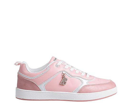 bebe Women's Stylish and Sparkly Sneaker with Rhinestone Dangle Charms - Blush