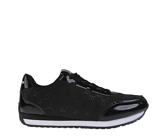 bebe Women's Sneaker with Rhinestone bebe Mesh Upper - Black