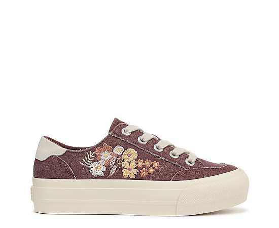 Blowfish Malibu Women's Sadie-Sun 3 Lace Up Platform Sneakers - Red Canvas