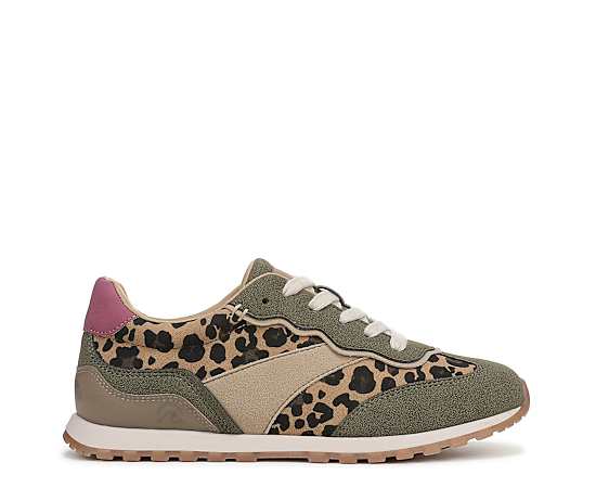 Blowfish Malibu Women's Valley Round Toe Lace Up Sneakers - Olive/Leopard Faux Suede