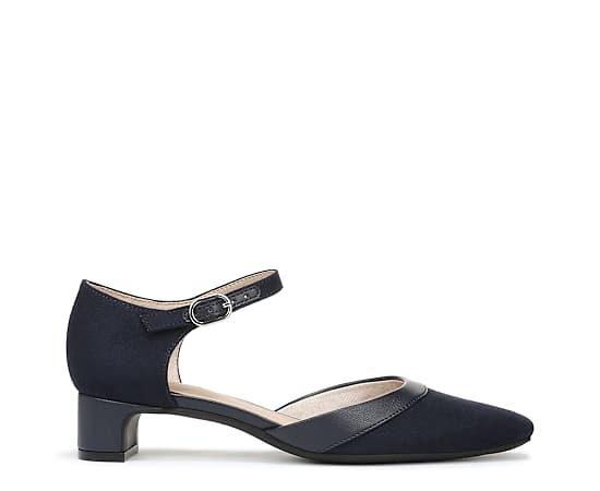 LifeStride Leighton Pump Shoes (Lux Navy Microsuede) Leather 7.5 W