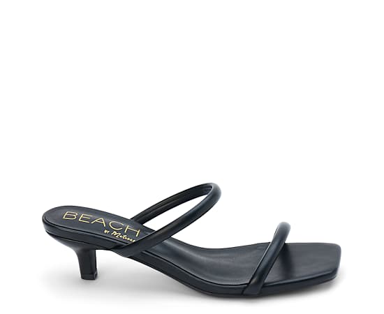 Beach by Matisse Two-Band Sandal with Square Toe & Kitten Heel - Jeanne - Black - Size 9