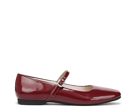LifeStride Women's Beloved 2 Mary Jane Flats - Dark Cherry Faux Patent Leather