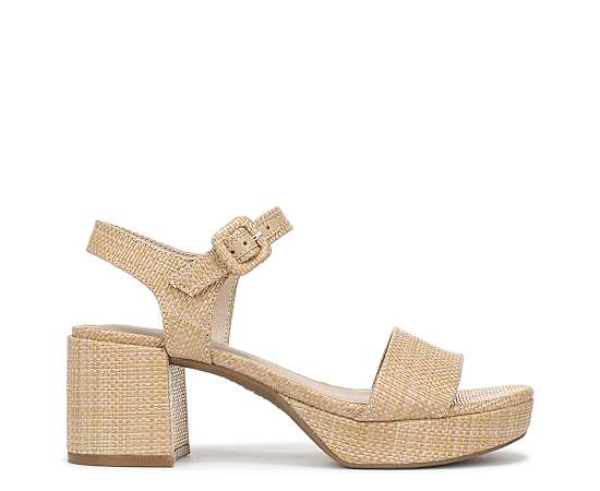 LifeStride Women's Rhythmn Platform Block Heel Sandals - Natural Tan Weave
