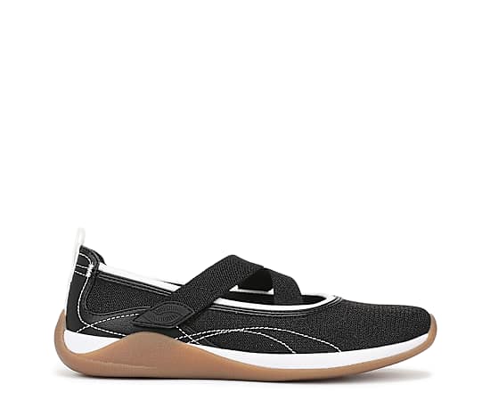 Ryka Women's Era Mary Jane Flat Sneaker - Black/White Fabric