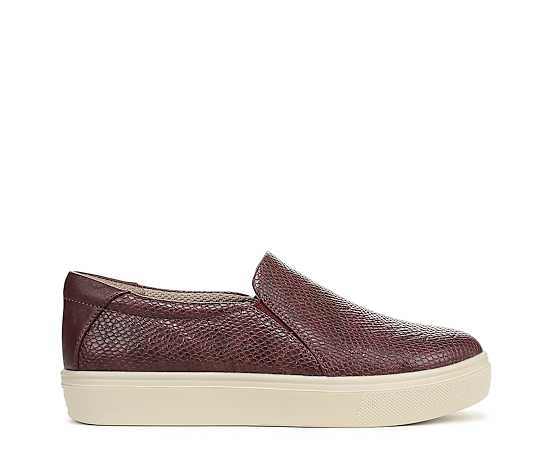 Dr. Scholl's Women's Madison Cloud Slip On Sneaker Shoes Burgundy Snake Faux Leather DRSCH 8.5 M