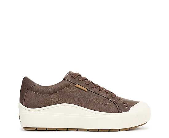 Dr. Scholl's Women's Time Off Lace Up Platform Sneakers - Dark Brown Faux Leather