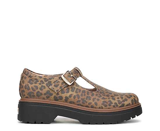 Dr. Scholl's Women's Bring It-Jane Platform Mary Jane Shoes - Black/Brown Faux Leather