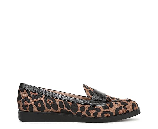 LifeStride Women's Zee Slip On Penny Loafers - Brown Leopard Fabric