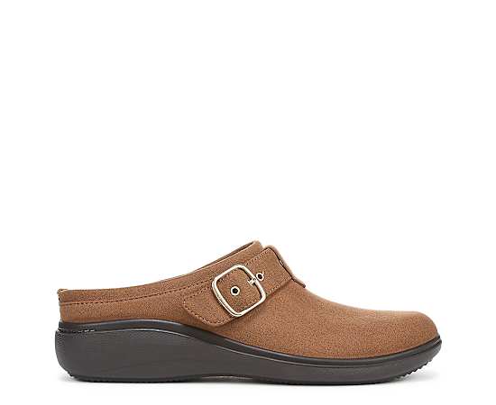 LifeStride Women's Balance Washable Round Toe Clogs - Dark Tan Microsuede