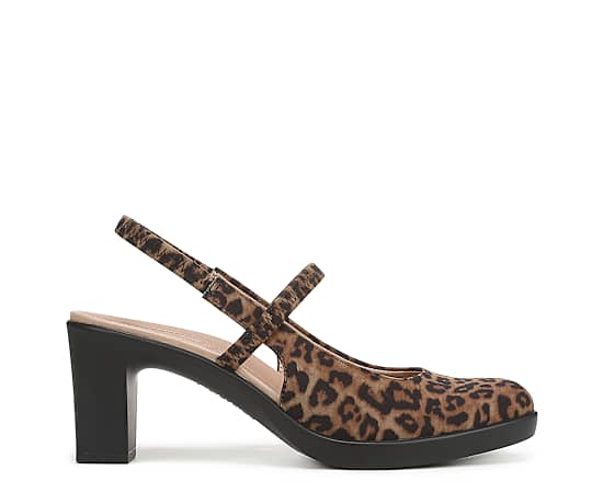 LifeStride Women's Evoke Block Heel Slingback Pumps - Brown Multi Knit Fabric