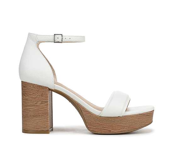 LifeStride Shoes Ashland 2 Block Heel Sandal (White Faux Leather) 10.0 W