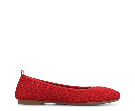 Journee Collection Women's Aria Knitted Round Toe Knit Flats - Red