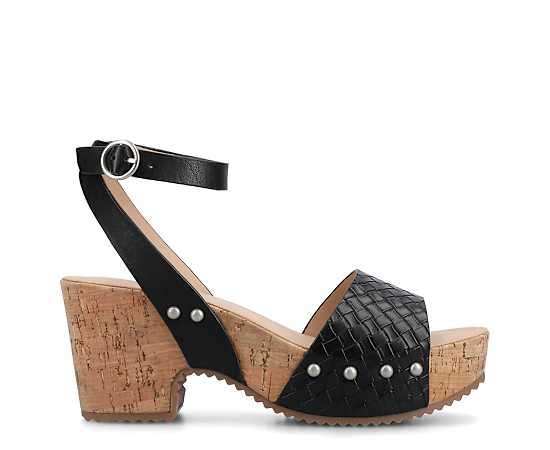 Journee Collection Womens Wedge Sandals, 8 Medium, Black